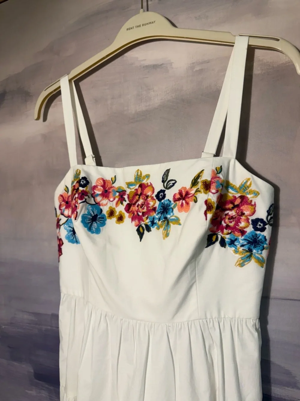 White Floral Embroidered Tiered Midi Sundress - Picture 3 of 7